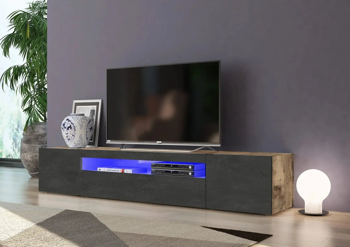 Mobili moderni: Porta TV 2 ante + anta ribalta DAIQUIRI acero pereira - ardesia Porta tv Italy Web forniture   