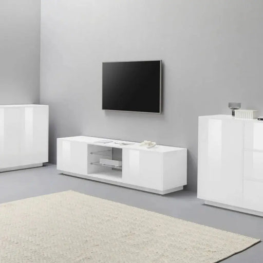 Lowboard Bloom - Porta TV Bianco Laccato 180 x 41,4 x 46 cm Porta tv Italy Web forniture   