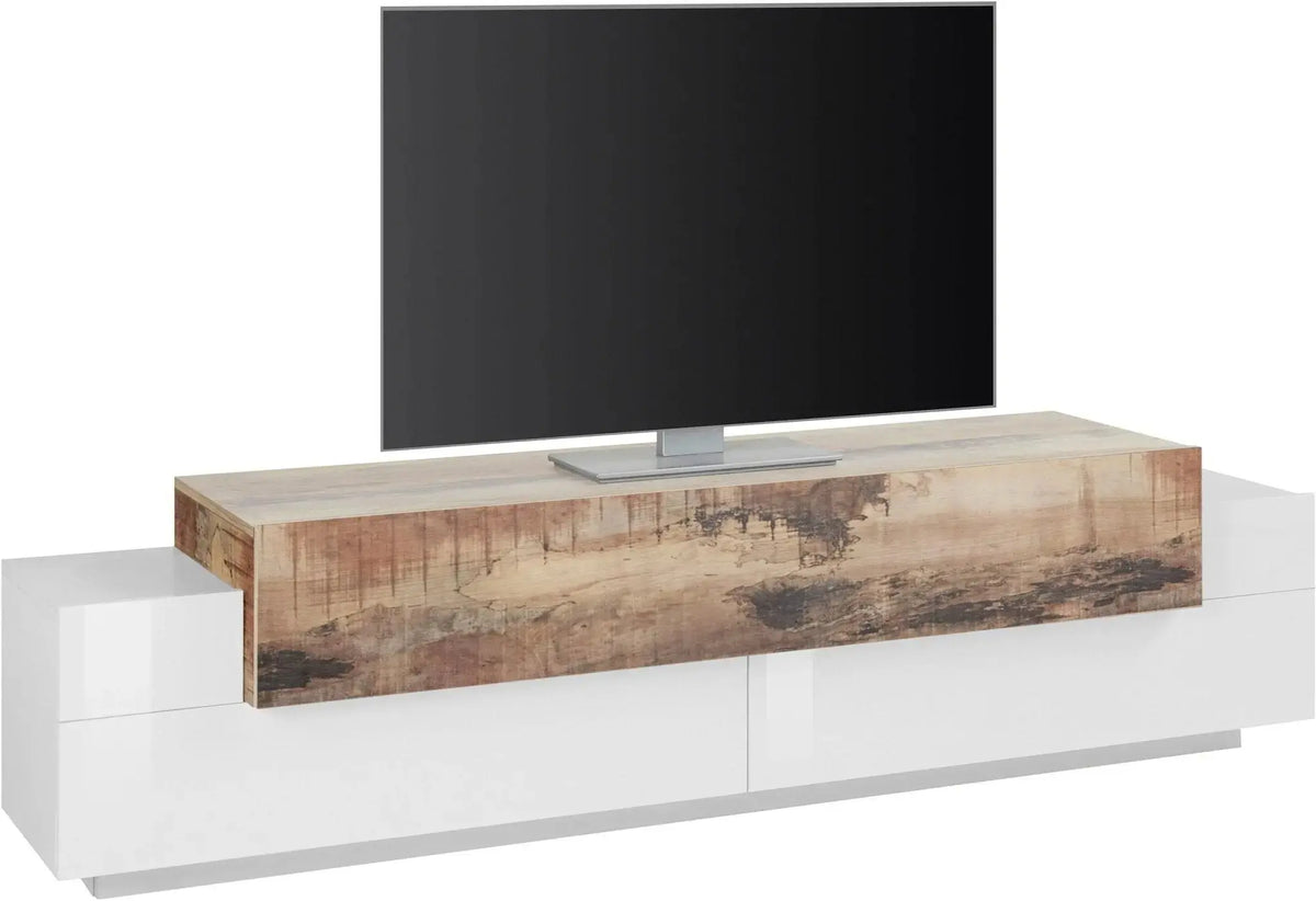 Porta TV moderno CORO 200 bianco lucido - acero pereira Porta tv Italy Web forniture   