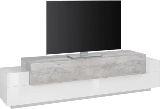Porta TV CORO moderno 200, bianco lucido e cemento Porta tv Italy Web forniture   