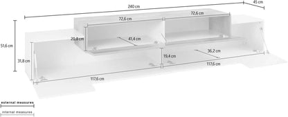 Porta TV moderno CORO 240 bianco lucido - acero pereira Porta tv Italy Web forniture   