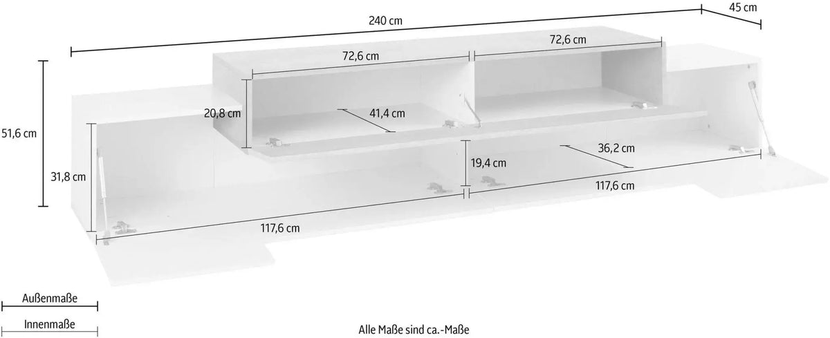 Porta TV moderno CORO 240 bianco lucido - cemento Porta tv Italy Web forniture   