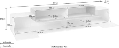 Porta TV moderno CORO 240 bianco lucido - cemento Porta tv Italy Web forniture   