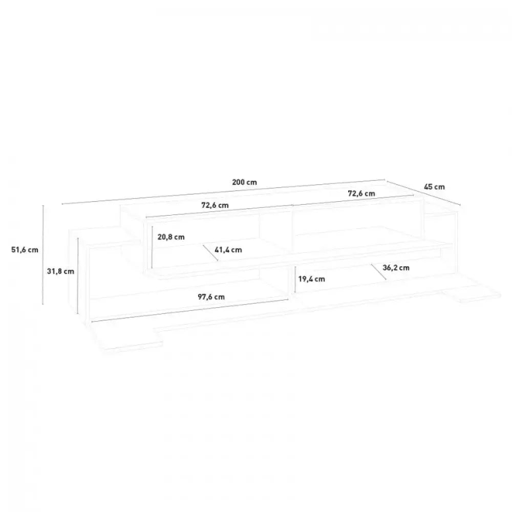 Porta TV Corona Bianco Laccato 200 cm - Dimensioni: 200 x 45 x 51,6 cm Porta tv Italy Web forniture   