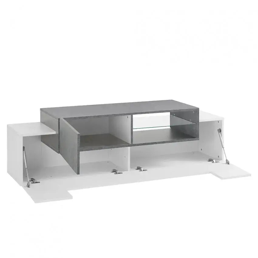 Porta TV Moderno NEW CORO con 2+1 ante battenti, ripiano in vetro bianco ardesia Porta tv Italy Web forniture   