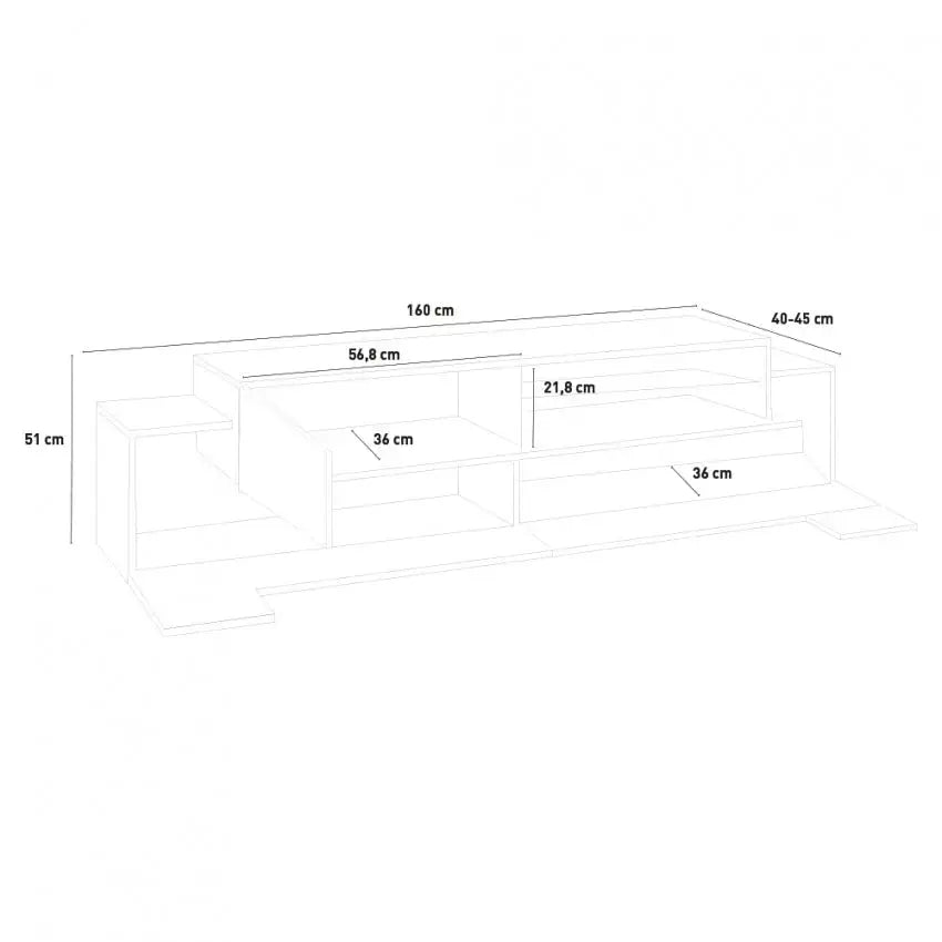 Porta TV Moderno NEW CORO con 2+1 ante battenti, ripiano in vetro bianco ardesia Porta tv Italy Web forniture   