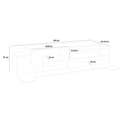 Porta TV Moderno NEW CORO con 2+1 ante battenti, ripiano in vetro bianco ardesia Porta tv Italy Web forniture   