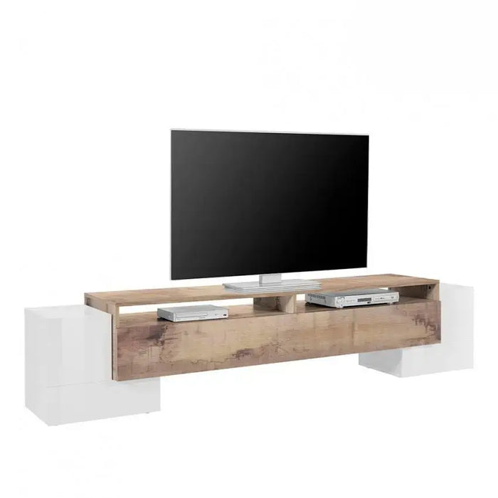 Porta TV moderno con 2 ante battenti e 1 anta ribalta in bianco acero pereira Porta tv Italy Web forniture   