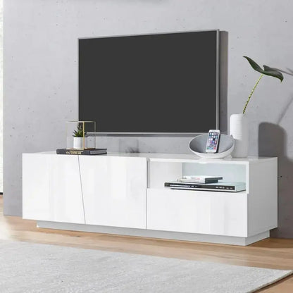 Porta TV Vega moderno con 2 ante battente e 1 cassetto - Bianco lucido Porta tv Italy Web forniture   