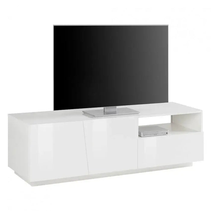Porta TV Vega moderno con 2 ante battente e 1 cassetto - Bianco lucido Porta tv Italy Web forniture   
