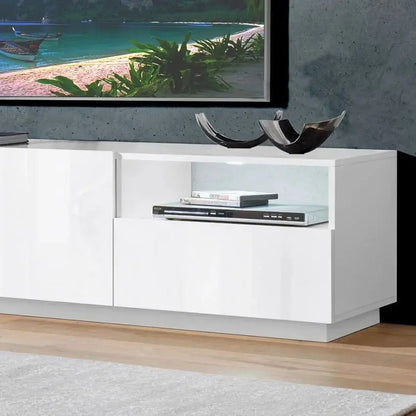 Porta TV Vega moderno con 2 ante battente e 1 cassetto - Bianco lucido Porta tv Italy Web forniture   