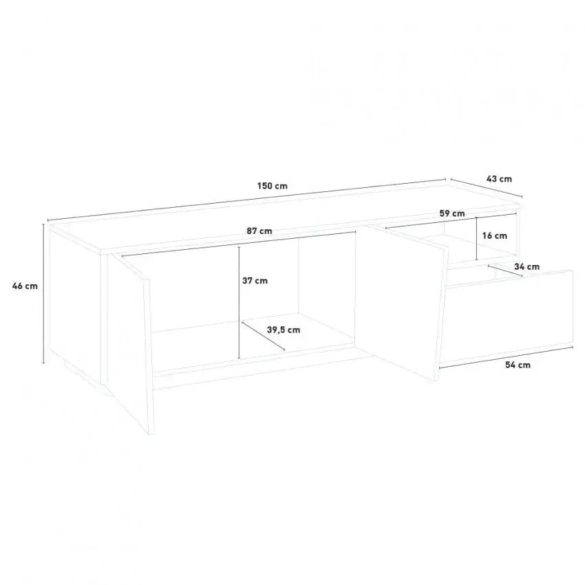 Porta TV Vega moderno con 2 ante battente e 1 cassetto - Bianco lucido Porta tv Italy Web forniture   