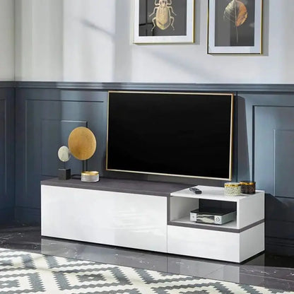 Porta TV ZET 160 - Moderno, 1 Grande Anta Ribalta, 1 Piccola Anta Ribalta, Bianco Ardesia Porta tv Italy Web forniture   