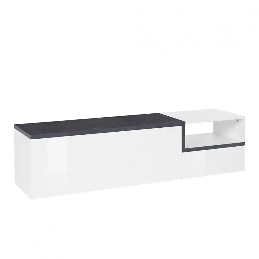 Porta TV ZET 160 - Moderno, 1 Grande Anta Ribalta, 1 Piccola Anta Ribalta, Bianco Ardesia Porta tv Italy Web forniture   