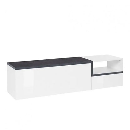 Porta TV ZET 160 - Moderno, 1 Grande Anta Ribalta, 1 Piccola Anta Ribalta, Bianco Ardesia Porta tv Italy Web forniture   