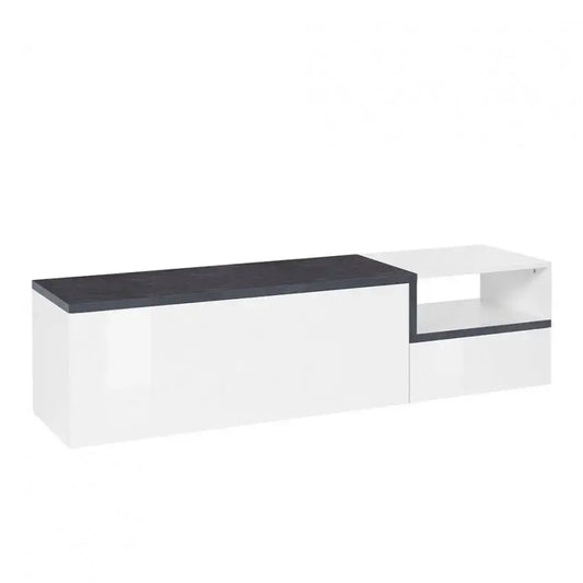 Porta TV ZET 160 - Moderno, 1 Grande Anta Ribalta, 1 Piccola Anta Ribalta, Bianco Ardesia Porta tv Italy Web forniture   