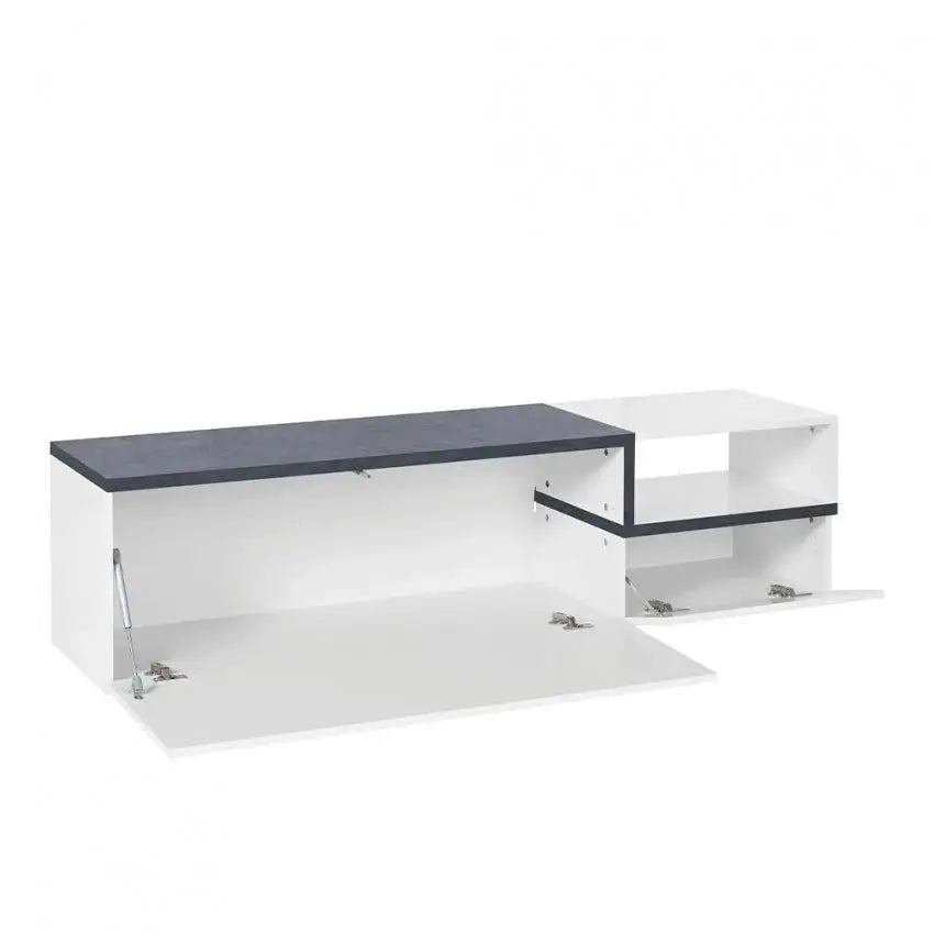 Porta TV ZET 160 - Moderno, 1 Grande Anta Ribalta, 1 Piccola Anta Ribalta, Bianco Ardesia Porta tv Italy Web forniture   