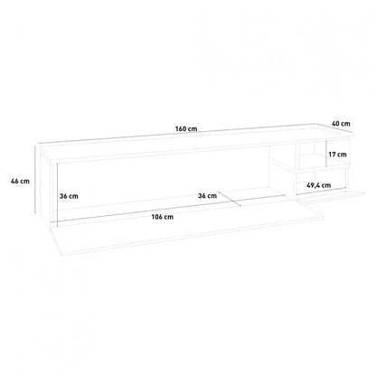 Porta TV ZET 160 - Moderno, 1 Grande Anta Ribalta, 1 Piccola Anta Ribalta, Bianco Ardesia Porta tv Italy Web forniture   