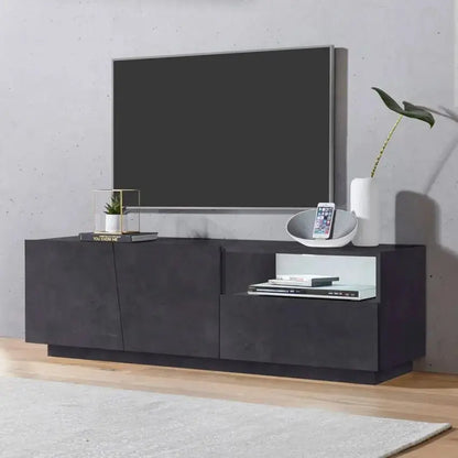 Porta TV Moderno con 2 Ante Battenti e 1 Cassetto - Modello VEGA, Colore Ardesia da 150 cm Porta tv Italy Web forniture   