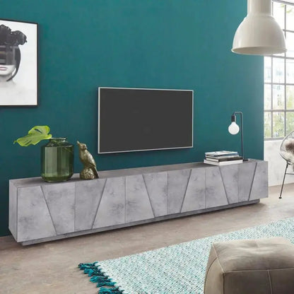 Porta TV PING Moderna con 6 Ante a Battente - Colore Cemento Porta tv Italy Web forniture   