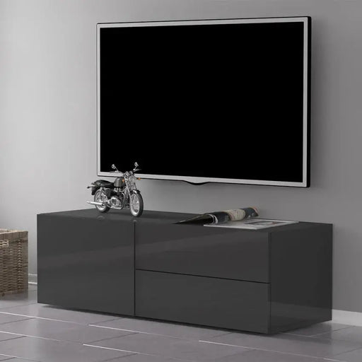 Mobile TV moderno con 1 anta e 2 cassetti, design METIS antracite laccato Porta tv Italy Web forniture   