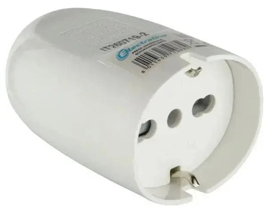Presa volante schuko bipasso bianca con attacco universale per spine elettriche, ideale per adattatori e prolunghe domestiche.