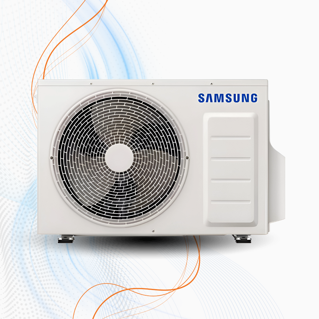 Unità interna Samsung WindFree Elite bianca con display digitale, design compatto e silenzioso, tecnologia avanzata per comfort domestico