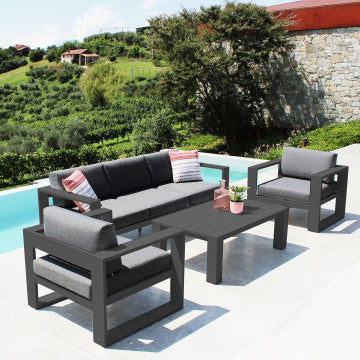Salotto Knoxville 3 Posti Alluminio Antracite 227x92 cm