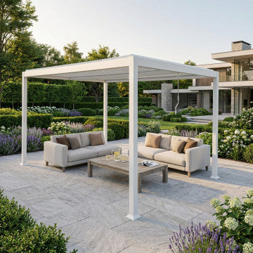 Pergola bioclimatica 3x3 metri con lamelle orientabili e struttura in alluminio