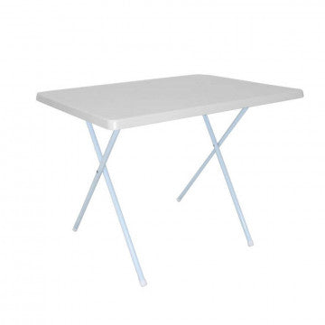 Tavolino in PVC e acciaio, struttura metallica verniciata bianca, 79x59,5 cm