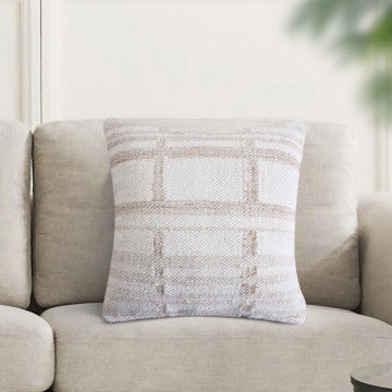 Cuscino quadrato in cotone e lana, dimensioni 45x45 cm, altezza 8 cm