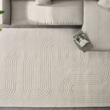 Tappeto in lana e cotone avorio 160x230 cm