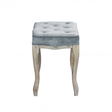 Sgabello in legno e velluto grigio, dimensioni 50x36x47 cm