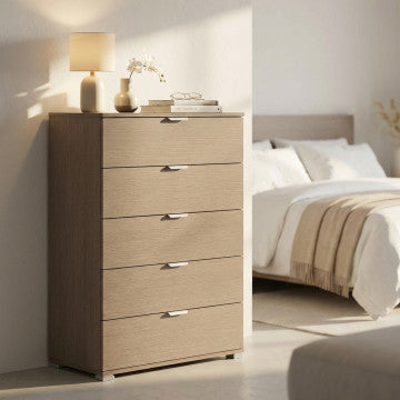 Mobiletto 5 cassetti rovere grigio 75x38x103 cm truciolare