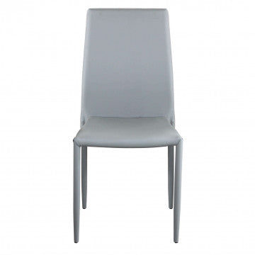 Sedia in acciaio e ecopelle, grigio chiaro, 41x50x91 cm