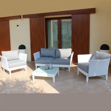 Salotto 2 posti con struttura alluminio e textilene grigio melange