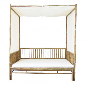 Divano letto in legno di bamboo con cuscino, 210x150x240 cm