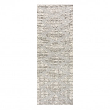 Tappeto in lana e cotone avorio 120 x 180 cm con decoro