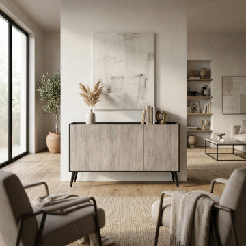 Mobile 3 ante in truciolare bilaminato 150x40x78 cm antracite pino