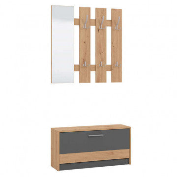 Ingresso in truciolare bilaminato rovere artigiano e grigio grafite 91,6x28,1x202cm