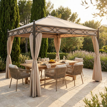 Gazebo 3x3 metri telo poliestere beige 200-160 gr zanzariera