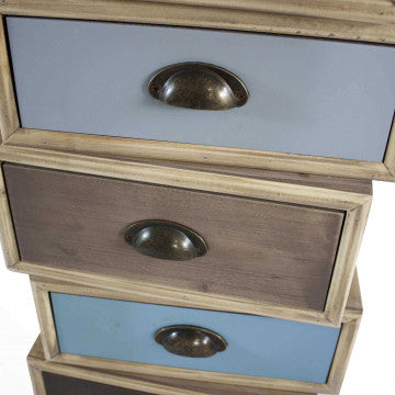 Cassettiera 5 cassetti MDF con gambe pino, 40x36,5x99 cm