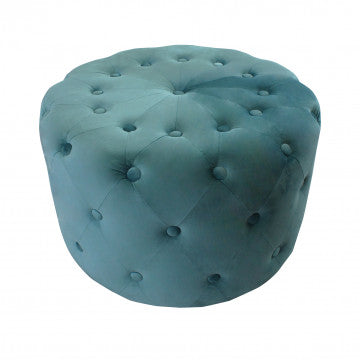 Pouf rotondo in velluto verde, diametro 67 cm, altezza 41 cm