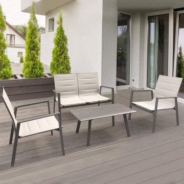 Salotto 2 posti struttura alluminio taupe con imbottitura textilene