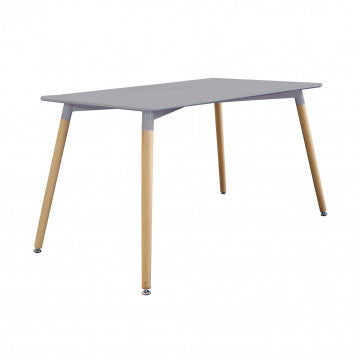 Tavolo con piano ABS grigio e gambe in legno 120x80x75 cm