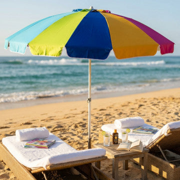 Ombrellone spiaggia diametro 240 cm palo alluminio anodizzato 32 mm