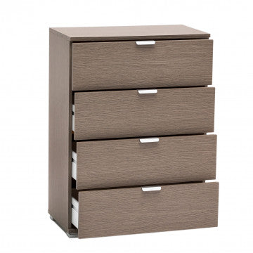 Cassettiera 4 cassetti in truciolare bilaminato rovere grigio 60x38x85cm