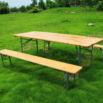 Set birreria in legno di abete 220x70 cm con panche doppia verniciatura