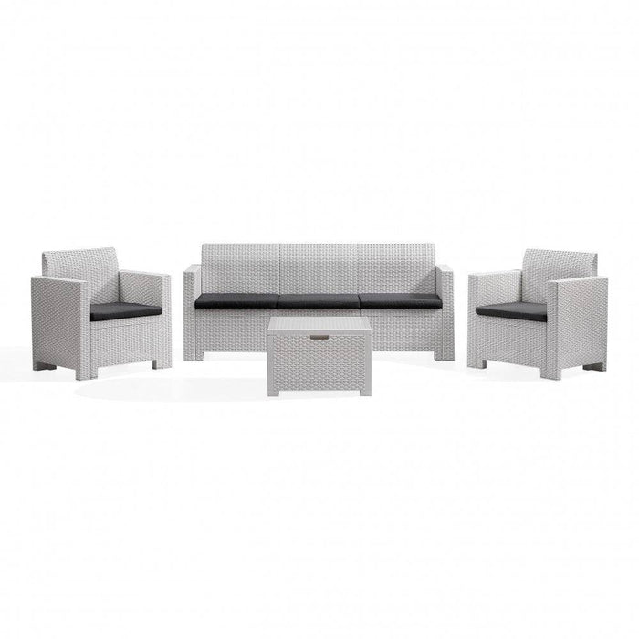 Set salotto Nebraska - Polipropilene Bianco - Divano, Poltrona, Tavolo