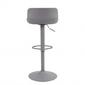 Sgabello in polipropilene grigio con base metallica, altezza regolabile 81-102 cm